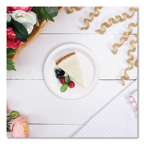 SOLO Bare Eco-Forward Clay-Coated Paper Plate, ProPlanet Seal, Mediumweight, 6" dia, White/Brown/Green, 1,000/Carton (MP6B)