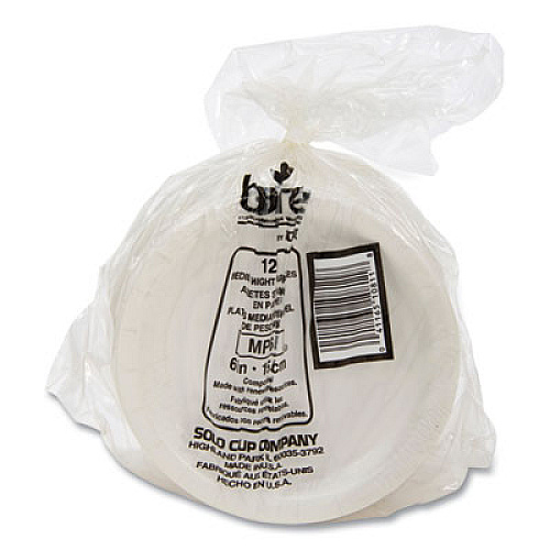 SOLO Bare Eco-Forward Clay-Coated Paper Plate, ProPlanet Seal, Mediumweight, 6" dia, White/Brown/Green, 1,000/Carton (MP6B)
