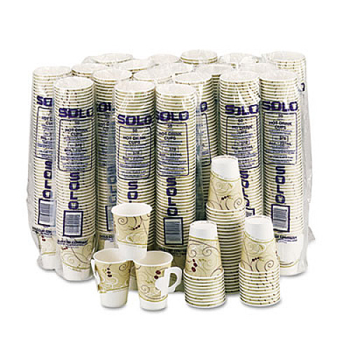 Dart Paper Hot Cups in Symphony Design with Handle, 8 oz, Beige, 1,000/Carton (378HSMSYM)