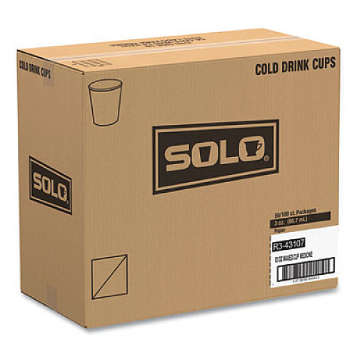 SOLO Paper Medical and Dental Graduated Cups, ProPlanet Seal, 3 oz, Paper, White/Blue, 100/Bag, 50 Bags/Carton (R3)