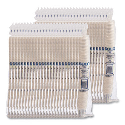 SOLO Paper Medical and Dental Graduated Cups, ProPlanet Seal, 3 oz, Paper, White/Blue, 100/Bag, 50 Bags/Carton (R3)