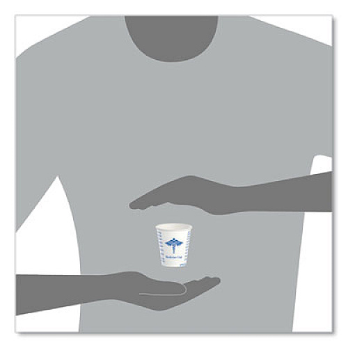 SOLO Paper Medical and Dental Graduated Cups, ProPlanet Seal, 3 oz, Paper, White/Blue, 100/Bag, 50 Bags/Carton (R3)
