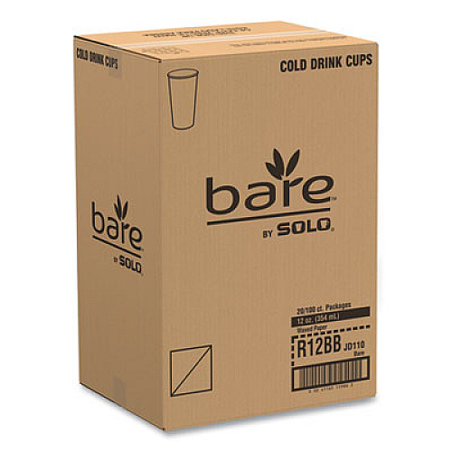 SOLO Bare Eco-Forward Paper Cold Cups, ProPlanet Seal, 12 oz, Green/White, 100/Sleeve, 20 Sleeves/Carton (R12BBJD110CT)