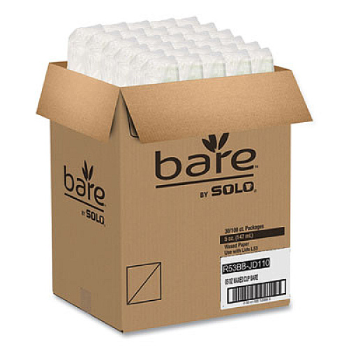 SOLO Bare Eco-Forward Paper Cold Cups, ProPlanet Seal, 5 oz, Green/White, 100/Sleeve, 30 Sleeves/Carton (R53BBJD110CT)