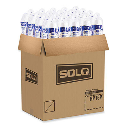 SOLO Double Sided Poly (DSP) Paper Cold Cups, 16 oz, Beige/White/Red, 50/Sleeve, 20 Sleeves/Carton (RP16PSYM)