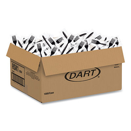 SOLO Reliance Mediumweight Cutlery, Fork, Plastic, Black, 1,000/Carton (RSK10004)