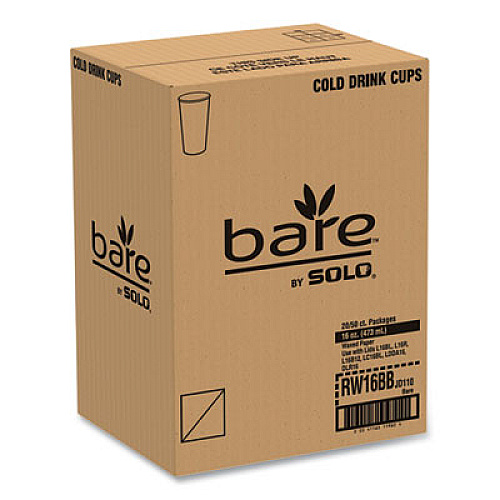 SOLO Bare Eco-Forward Paper Cold Cups, ProPlanet Seal, 16 oz, Green/White, 100/Sleeve, 10 Sleeves/Carton (RW16BBD110CT)