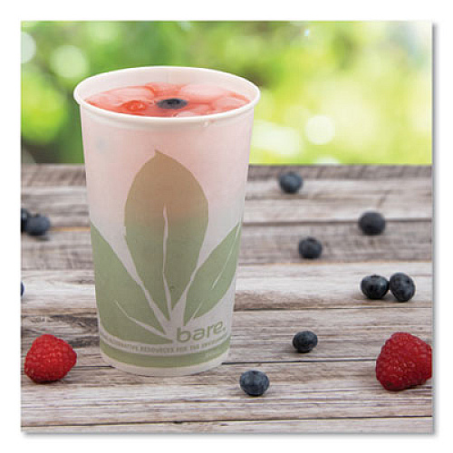 SOLO Bare Eco-Forward Paper Cold Cups, ProPlanet Seal, 16 oz, Green/White, 100/Sleeve, 10 Sleeves/Carton (RW16BBD110CT)
