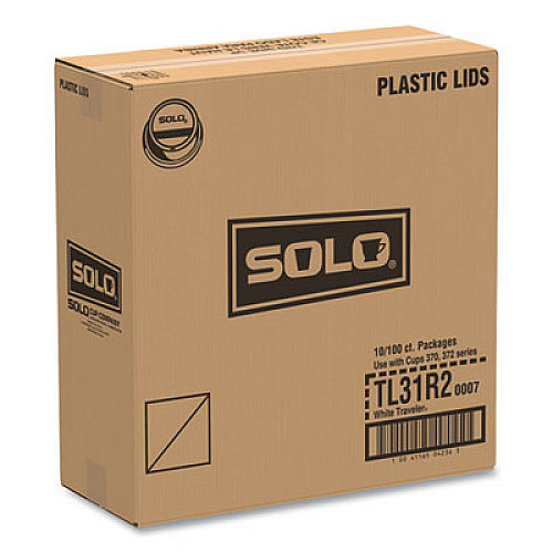 SOLO Traveler Cappuccino Style Dome Lid, Fits 10 oz Hot Cups, Plastic, White, 100/Pack, 10 Packs/Carton (TL31R2)