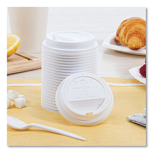 SOLO Traveler Cappuccino Style Dome Lid, Fits 10 oz Hot Cups, Plastic, White, 100/Pack, 10 Packs/Carton (TL31R2)
