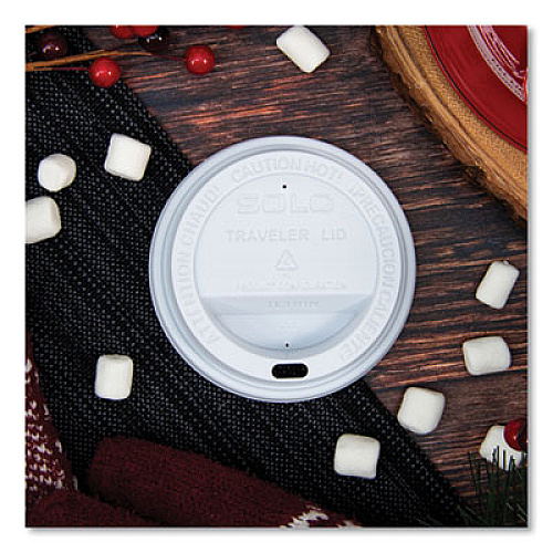 SOLO Traveler Cappuccino Style Dome Lid, Fits 10 oz Hot Cups, Plastic, White, 100/Pack, 10 Packs/Carton (TL31R2)