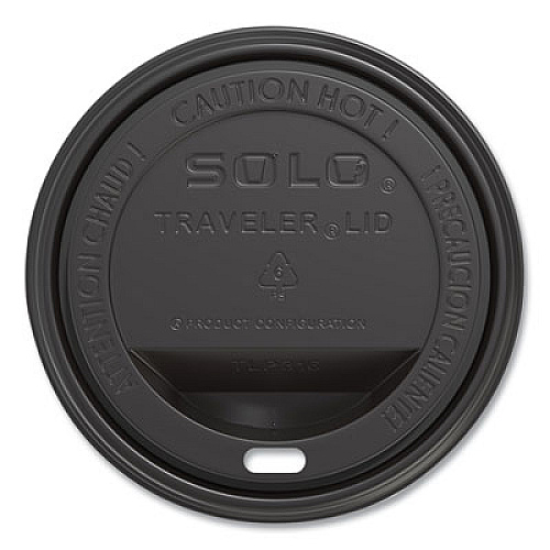 SOLO Traveler Cappuccino Style Dome Lid, Fits 10 oz to 24 oz Hot Cups, Plastic, Black, 100/Sleeve, 10 Sleeves/Carton (TLB316)