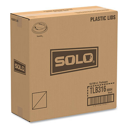 SOLO Traveler Cappuccino Style Dome Lid, Fits 10 oz to 24 oz Hot Cups, Plastic, Black, 100/Sleeve, 10 Sleeves/Carton (TLB316)