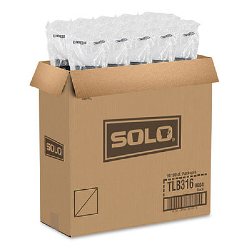 SOLO Traveler Cappuccino Style Dome Lid, Fits 10 oz to 24 oz Hot Cups, Plastic, Black, 100/Sleeve, 10 Sleeves/Carton (TLB316)