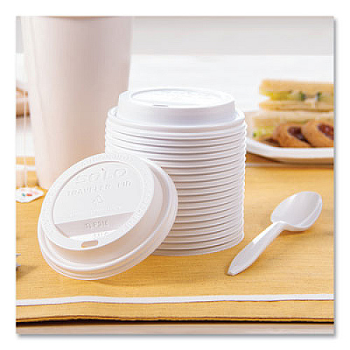 SOLO Traveler Cappuccino Style Dome Lid, Fits 10 oz to 24 oz Hot Cups, Plastic, White, 100/Pack, 10 Packs/Carton (TLP316)