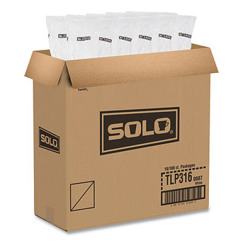 SOLO Traveler Cappuccino Style Dome Lid, Fits 10 oz to 24 oz Hot Cups, Plastic, White, 100/Pack, 10 Packs/Carton (TLP316)