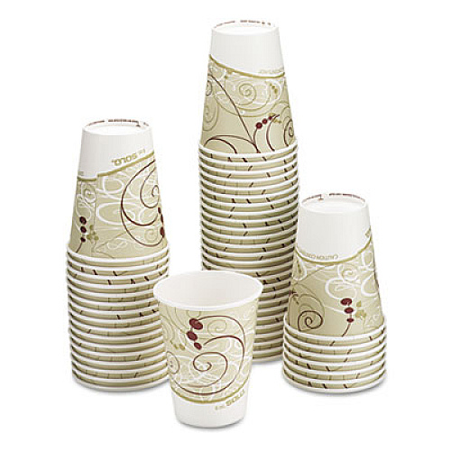 Dart Paper Hot Cups in Symphony Design, 8 oz, Beige, 1,000/Carton (378SMJ8000)