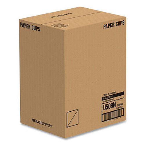 SOLO Uncoated Paper Cups, Hot Drink, 8 oz, White, 1,000/Carton (U508NU)