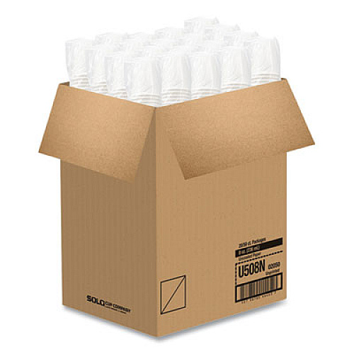 SOLO Uncoated Paper Cups, Hot Drink, 8 oz, White, 1,000/Carton (U508NU)