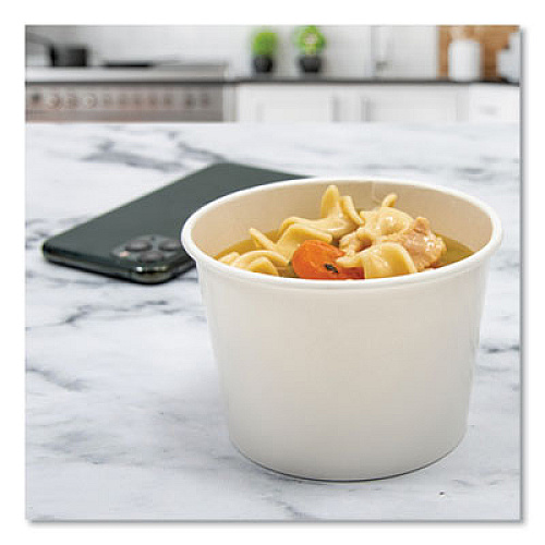 SOLO Double Poly Paper Food Container, Squat, 16 oz, White, 25/Pack, 20 Packs/Carton (VS616)
