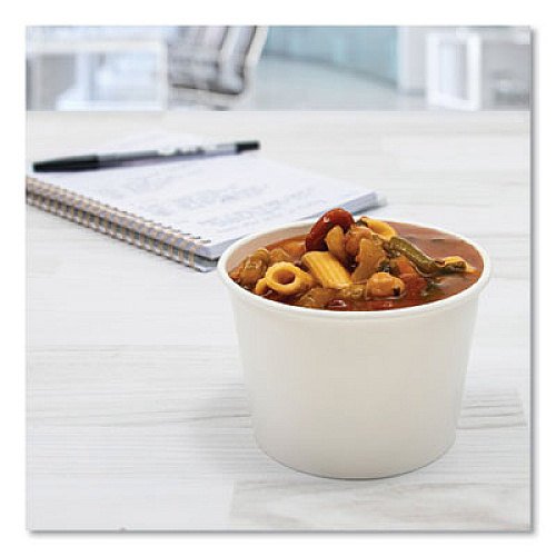 SOLO Double Poly Paper Food Container, Squat, 16 oz, White, 25/Pack, 20 Packs/Carton (VS616)