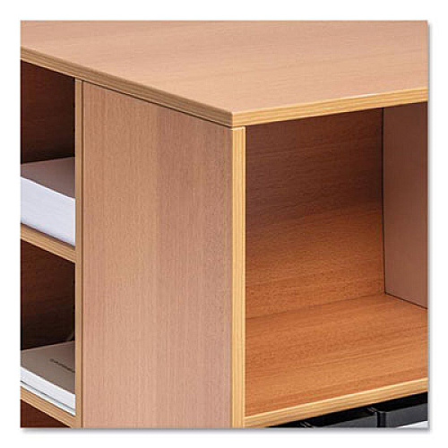 Durable Flexible Multi-Functional Cart for Office Storage, Wood, 6 Shelves, 20.79 x 23.31 x 29.45, Beech (311347)