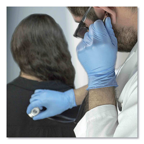 AMMEX Professional Nitrile Exam Gloves, Powder-Free, Large, 3 mil Thick, 9.5" Long, Light Blue, 100/Box, 10 Boxes/Carton (APFN46100CT)