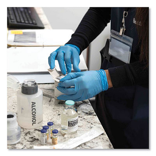 AMMEX Professional Nitrile Exam Gloves, Powder-Free, Large, 3 mil Thick, 9.5" Long, Light Blue, 100/Box, 10 Boxes/Carton (APFN46100CT)