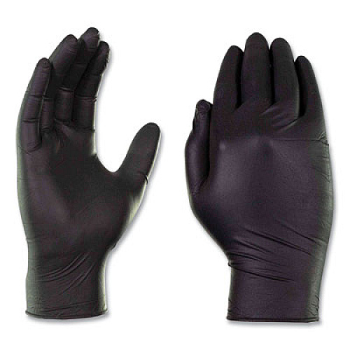 X3 by AMMEX Industrial Nitrile Gloves, Powder-Free, Small, 3 mil Thick, 9.5" Long, Black, 100/Box, 10 Boxes/Carton (BX342100CT)