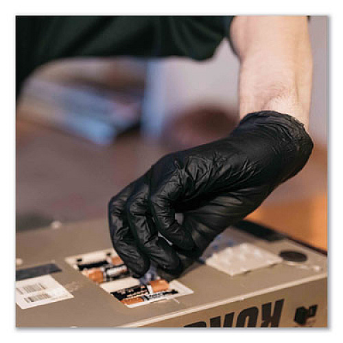 GloveWorks by AMMEX Industrial Nitrile Gloves, Powder-Free, X-Large, 5 mil Thick, 9.5" Long, Black, 100/Box, 10 Boxes/Carton (GPNB48100)