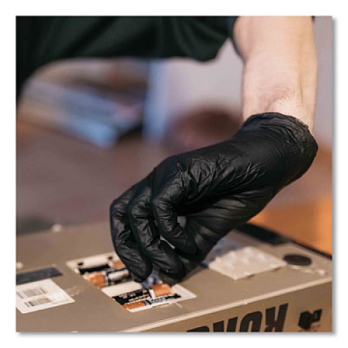 GloveWorks by AMMEX Industrial Nitrile Gloves, Powder-Free, Medium, 5 mil Thick, 9.5" Long, Black, 100/Box, 10 Boxes/Carton (GPNB44100)