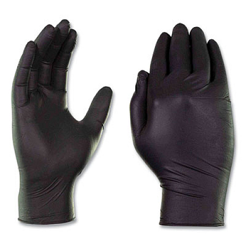 AMMEX Professional Nitrile Exam Gloves, Powder-Free, Small, 3 mil Thick, 9.5" Long, Black, 100/Box, 10 Boxes/Carton (ABNPF42100)