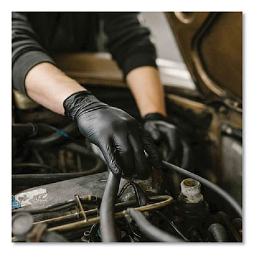GloveWorks by AMMEX Industrial Nitrile Gloves, Powder-Free, X-Large, 5 mil Thick, 9.5" Long, Black, 100/Box, 10 Boxes/Carton (GPNB48100)