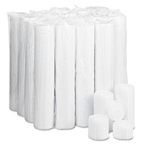 Dart Lift Back and Lock Tab Cup Lids for Foam Cups, Fits 8 oz Cups, White, 2,000/Carton (DLX8R)
