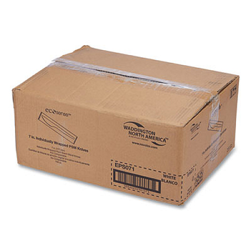 WNA EcoSense Renewable Plant Starch Cutlery, Individually Wrapped, Mediumweight Knife, Plastic, Natural, 750/Carton (EPS071)