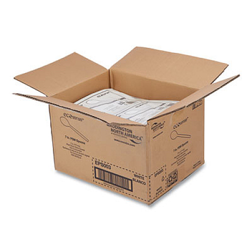 Eco-Products EcoSense Renewable Plant Starch Cutlery, Spoon, Plastic, Cream, 50/Pack, 20 Packs/Carton (EPS003)