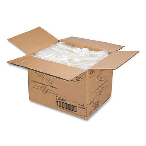 WNA EcoSense Renewable Plant Starch Cutlery, Individually Wrapped, Mediumweight Spoon, Plastic, Natural, 750/Carton (EPS073)