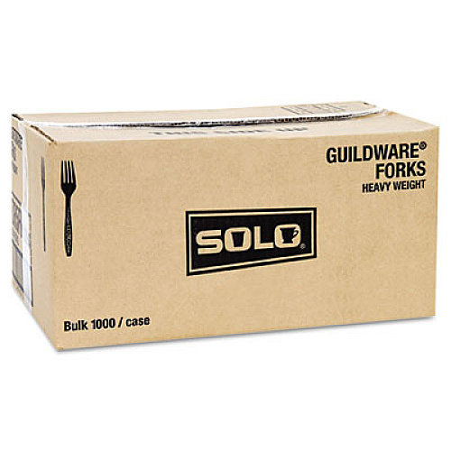Dart Guildware Heavyweight Plastic Forks, Black, 1000/Carton (GDR5FK)