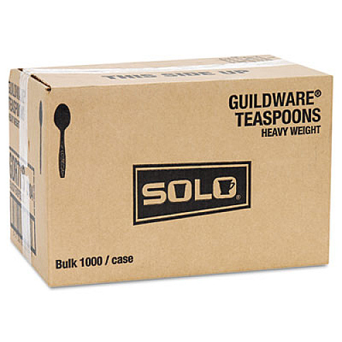 Dart Guildware Heavyweight Plastic Teaspoons, Black, 1000/Carton (GDR7TS)