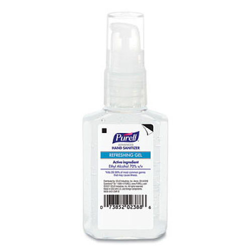 PURELL Advanced Hand Sanitizer Refreshing Gel, 2 oz Travel-Sized Pump Bottle, Clean Scent, 24/Carton (305024CMR)