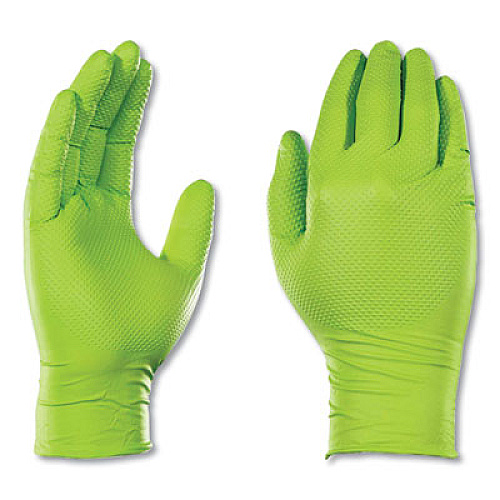 GloveWorks by AMMEX Heavy-Duty Industrial Nitrile Gloves, Powder-Free, Large, 8 mil Thick, 9.5" Long, Green, 100/Box, 10 Boxes/Carton (GWGN46100)