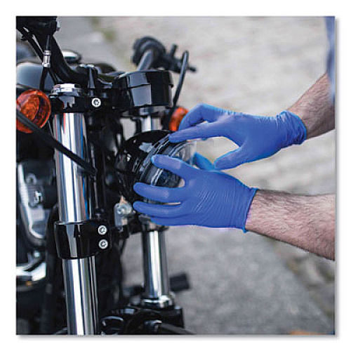 GloveWorks by AMMEX Heavy-Duty Industrial Nitrile Gloves, Powder-Free, Large, 6 mil Thick, 9.5" Long, Royal Blue, 100/Box, 10 Boxes/Carton (GWRBN46100)