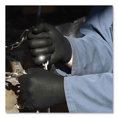 GloveWorks by AMMEX Heavy-Duty Industrial Nitrile Gloves, Powder-Free, Large, 6 mil Thick, 9.5" Long, Black, 100/Box, 10 Boxes/Carton (GWBN46100)