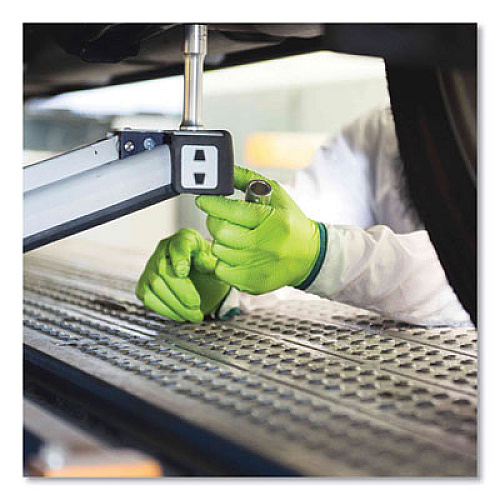 GloveWorks by AMMEX Heavy-Duty Industrial Nitrile Gloves, Powder-Free, Large, 8 mil Thick, 9.5" Long, Green, 100/Box, 10 Boxes/Carton (GWGN46100)