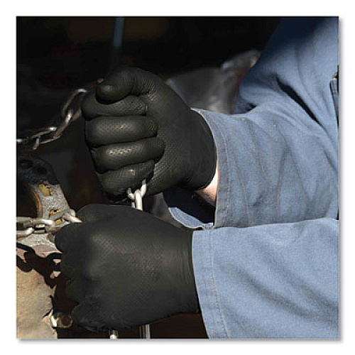 GloveWorks by AMMEX Heavy-Duty Industrial Nitrile Gloves, Powder-Free, X-Large, 6 mil Thick, 9.5" Long, Black, 100/Box, 10 Boxes/Carton (GWBN48100)