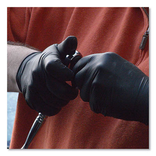 GloveWorks by AMMEX Heavy-Duty Industrial Nitrile Gloves, Powder-Free, X-Large, 6 mil Thick, 9.5" Long, Black, 100/Box, 10 Boxes/Carton (GWBN48100)
