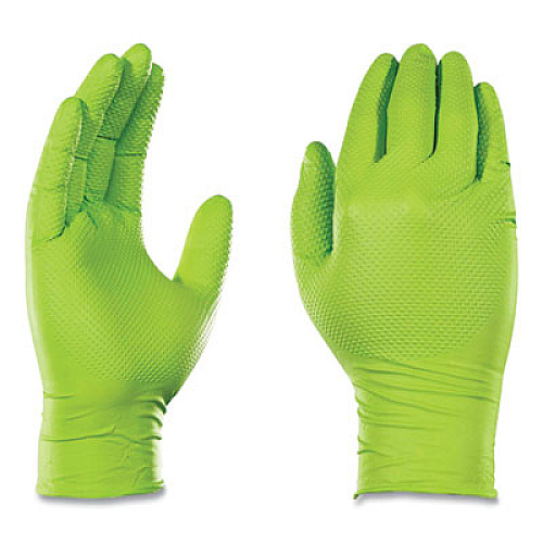 GloveWorks by AMMEX Heavy-Duty Industrial Nitrile Gloves, Powder-Free, X-Large, 8 mil Thick, 9.5" Long, Green, 100/Box, 10 Boxes/Carton (GWGN48100)