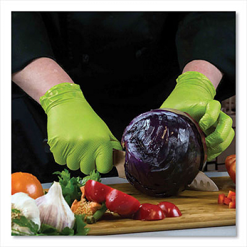 GloveWorks by AMMEX Heavy-Duty Industrial Nitrile Gloves, Powder-Free, Large, 8 mil Thick, 9.5" Long, Green, 100/Box, 10 Boxes/Carton (GWGN46100)