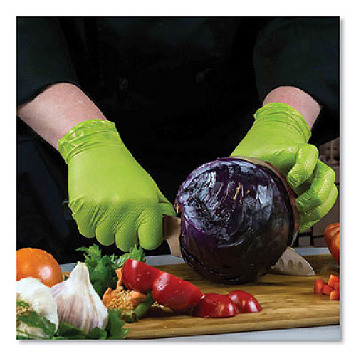 GloveWorks by AMMEX Heavy-Duty Industrial Nitrile Gloves, Powder-Free, X-Large, 8 mil Thick, 9.5" Long, Green, 100/Box, 10 Boxes/Carton (GWGN48100)