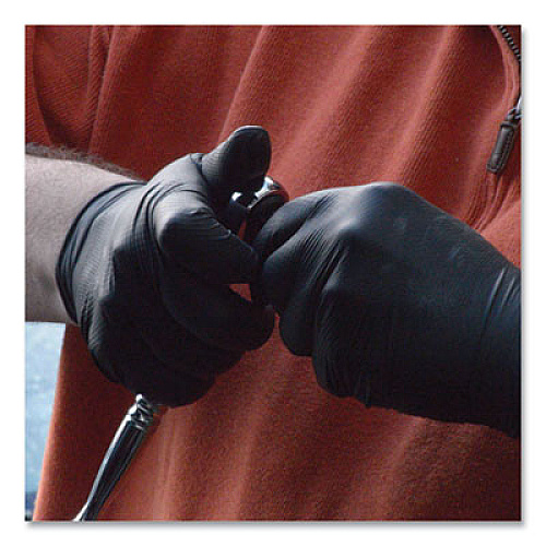 GloveWorks by AMMEX Heavy-Duty Industrial Nitrile Gloves, Powder-Free, Large, 6 mil Thick, 9.5" Long, Black, 100/Box, 10 Boxes/Carton (GWBN46100)